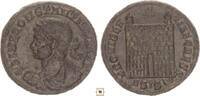 Roman Empire follis Constantius II. as Caesar, Bust left, Camp Gate, Siscia -