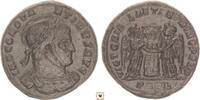 Roman Empire follis Constantine I., Two victories holding shield, Helmeted bust, Arelate -