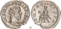 Roman Empire Antoninianus Philip I., Emperor seated on curule chair -