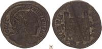 Roman Empire follis Constantine I., Helmeted bust /VIRTUS AVGG, Camp gate w. three turrets, Rome, R! -