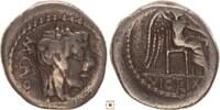 Roman Republic Quinarius M. Cato, Head of Liber / VICTRIX, Victory seated -