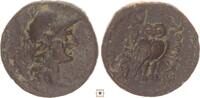 Greek AE 18mm Mysia, Pergamon, Head of Athena / Owl standing -