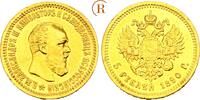 5 Rubel 1890, St. Petersburg RUSSLAND Alexander III., 1881-1894  Gold. Winzige Randfehler, fast vorzüglich