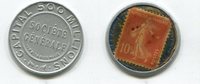 Frankreich 10 Centimes Societe Generale-Versicherung / Briefmarkenkapselgeld, -
