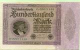 Deutsches Reich, 100000 Mark leicht schräg verschnitten, -