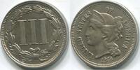 USA 3 Cents ~ Fehlprägung / Error - leichte Doppelprägung + starke Lichtenrader Prägung ~ -