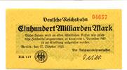 Deutsches Reich 100 Md.. Mark Berlin,Reichsbahn, -