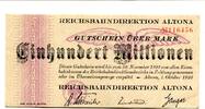 Deutsches Reich 100 Mio. Mark Altona, -