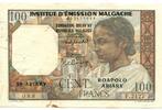 Madagaskar, 100 Francs o.J.(1961) III- 39,90 EUR  plus 8,00 EUR verzending