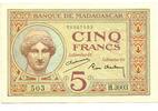 Madagaskar, 5 Francs o.J.(1937-47) unc 95,00 EUR  plus 8,00 EUR verzending