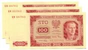Polen, 100 Zlotych 3 x laufende Serie -