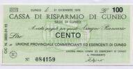 Italien 100 Lire ~ Cassa di Risparmio di Cueno ~ -