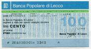 Italien 100 Lire ~ Banca Popolare di Lecco ~ -