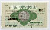 Italien 100 Lire ~ Il Banco di Sicilia ~ -