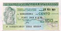 Italien 100 Lire ~ La Banca Provinciale Lombarda ~ -
