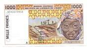 Westafrikanische Staaten, 1000 Francs Ivory Coast/Elfenbeinküste, -