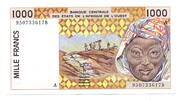 Westafrikanische Staaten, 1000 Francs Ivory Coast/Elfenbeinküste, -