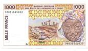 Westafrikanische Staaten, 1000 Francs Ivory Coast/Elfenbeinküste, -