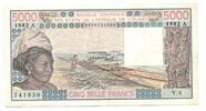 Westafrikanische Staaten, 5000 Francs Ivory Coast/Elfenbeinküste, -