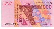 Westafrikanische Staaten, 1000 Francs Ivory Coast/Elfenbeinküste, -