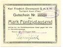 Pfalz 50 T. Mark 25.9.1923 Kusel,Karl Friedrich Ehrenspeck G.m.b.H., unz 48,00 EUR  Excl. 9,50 EUR Verzending