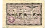 Rheinland 20 Mio. Mark 2.9.1923 Reichsbahn K&ouml;ln, III- 12,00 EUR  Excl. 9,50 EUR Verzending