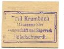 Schlesien 50 Pfg. o.D.1921 Habelschwerdt, E. Krumbach-Maurermeister, I/I- 25,00 EUR  Excl. 9,50 EUR Verzending