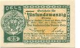 Schlesien 25 Pfg. 1.3.1920 Oels,Kaufm&auml;nnischer Verein, I/I- 8,00 EUR  Excl. 6,00 EUR Verzending