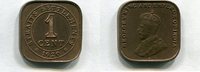 Straits Settlements 1 Cent ~ Georg V. ~ -