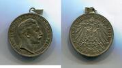 Preussen 3 Mark ~ Wilhelm II. als Anhänger ~ -