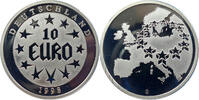 Deutschland Medaille 10 Euro - Rückseite Europakarte 10 Euro 1998 PP, leichte Kratzer