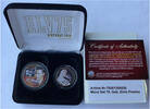 USA Kennedy Half Dollar + Indiana Quarter 75. Geburtstag von Elvis Presley - vergoldet mit Farbapplikation -