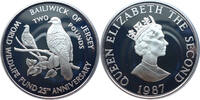 Jersey 2 Pounds World Wildlife Fund 25th Anniversary - Mauritius rosa Taube -