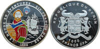 Benin 1000 Francs Welt der Abenteuer - Sir Francis Drake - mit Farbapplikation -