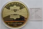 Deutschland Gigant Medaille Brandenburger Tor - vergoldet mit Farbdruck -