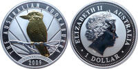 Australien 1 Dollar Kookaburra - 1 Oz Silber - teilvergoldet -