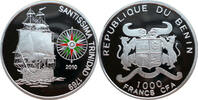 Benin 1000 Francs CFA Segelschiff Santissima Trinidad 1769 - Kompass - farbig -