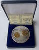 BRD Medaille Vereinigung der Mark - Inlay Prägung 1 DM und 1 DDR Mark - vergoldet -