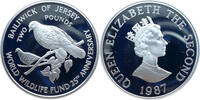 Jersey 2 Pounds World Wildlife Fund 25th Anniversary - Mauritius rosa Taube -