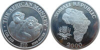 Somalia 10 Dollars The African Monkey - Schimpansen - 1 Oz Silber -