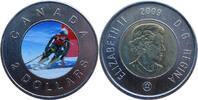 Kanada 2 Dollars Ski Alpin - mit Farbapplikation -