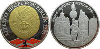 Deutschland Gigant Medaille Ältestes Siegel von Berlin 1253 - versilbert mit Farbapplikation -