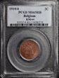 BELGIUM 2 Centimes 1919 over 4 FR Albert I MS65 RB