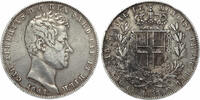 ITALIAN STATES 5 Lire Kingdom of Sardinia - Charles Albert / Carlo Alberto - Genoa Mint -
