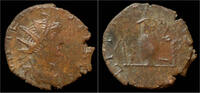 Roman antoninianus Tetricus II billon antoninianus pontificial implements -