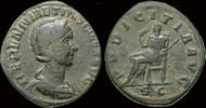 Roman sestertius Herennia Etruscilla AE sestertius Pudicitia seated left -