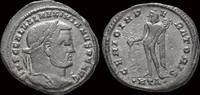 Roman follis Galerius AE follis Genius standing facing -