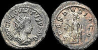 Roman antoninianus Quietus, usurper, billon antoninianus Spes advancing left -