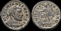 Roman follis Galerius, as Caesar, silvered follis Genius standing facing -