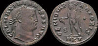Roman follis Galerius AE follis Genius standing left -